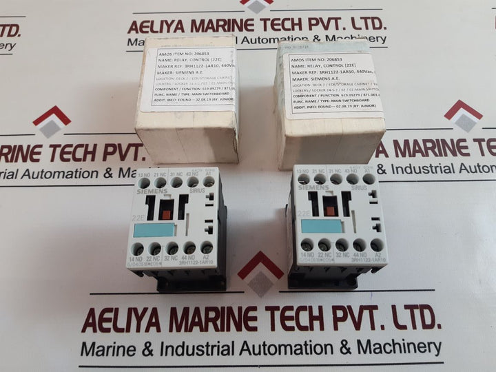 Siemens 3Rh1122-1Ar10 Relay 10A 600V Ac
