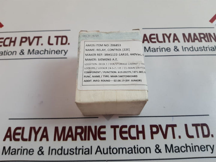 Siemens 3Rh1122-1Ar10 Relay 10A 600V Ac