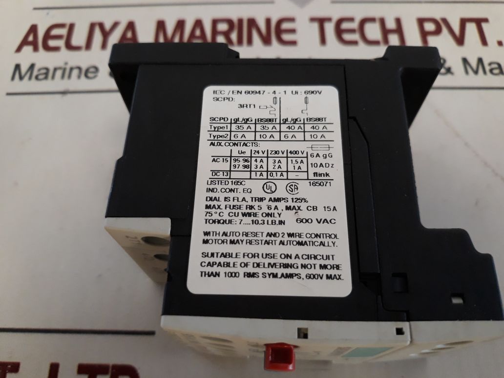 Siemens 3Ru1116-1Ab1 Overload Relay 690V