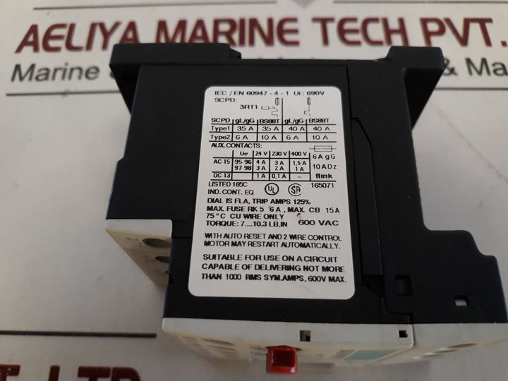 Siemens 3Ru1116-1Ab1 Overload Relay 690V