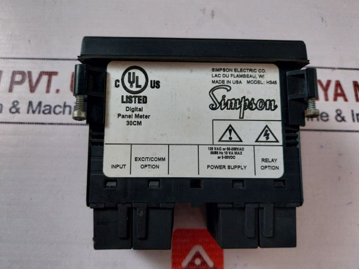 Simpson H345 Digital Panel Meter 30 Cm 120 Vac Or 85-250Vac