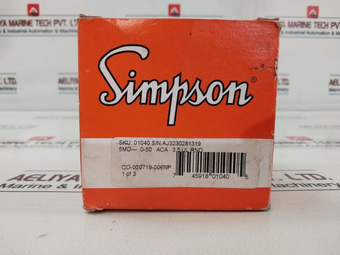 Simpson Sk525-626-5 Alternating Current Panel Meter 0-50 Amperes
