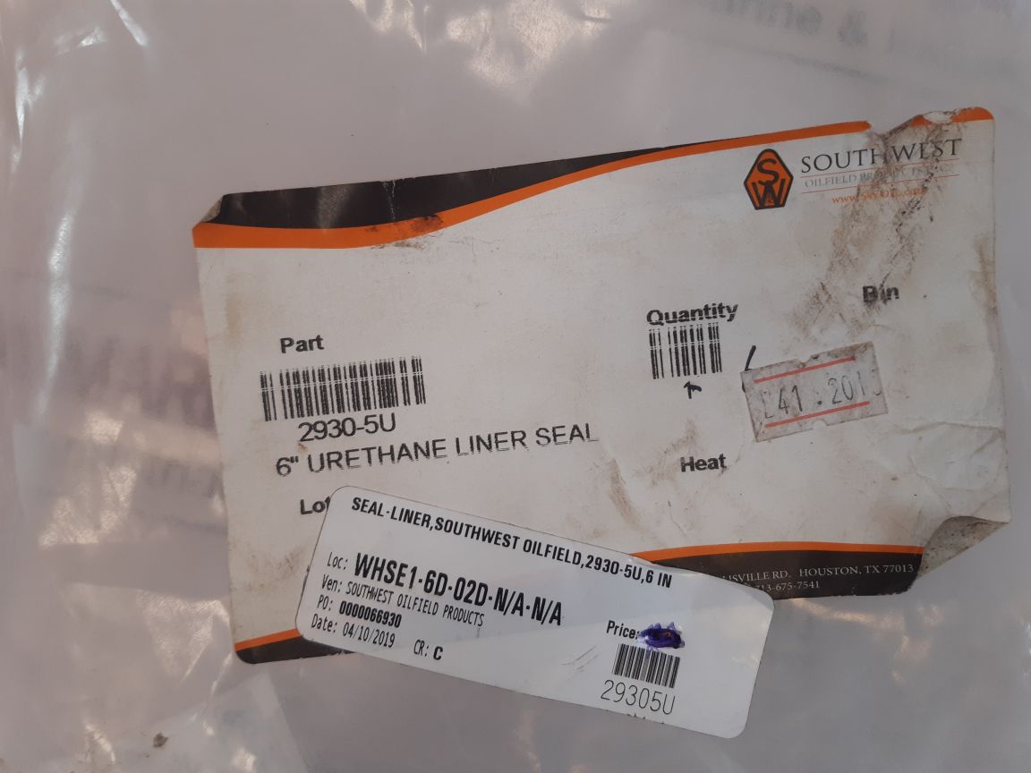 Lot of 5X Southwest 2930-5U 6” Urethane Liner Seal