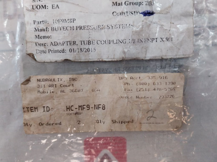 Spir Star HC-MF9-NF8 Tube Coupling Adapter 10F9M8P