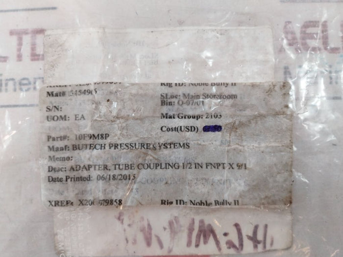 Spir Star HC-MF9-NF8 Tube Coupling Adapter 10F9M8P