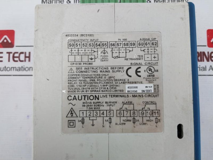 Spirax Sarco Bc3150 Blowdown Controller 99-264V 50/60Hz 7.5W Max Ip65