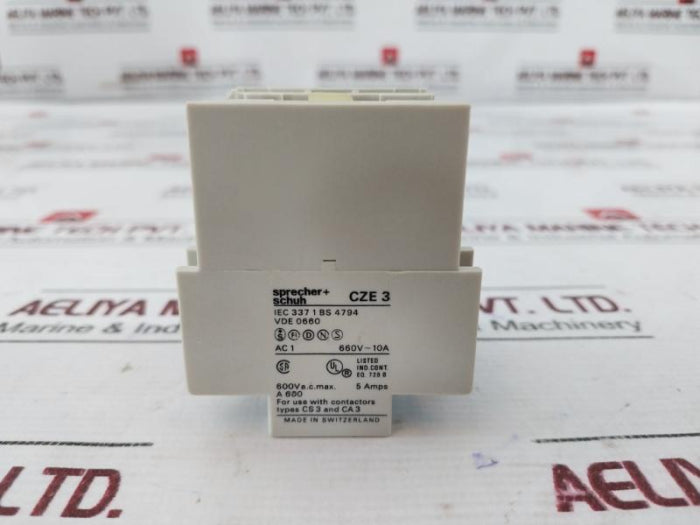 Sprecher+Schuh Cze3-11 Time Delay Relay 1.8-180S 225100-0519 600V Ac A600