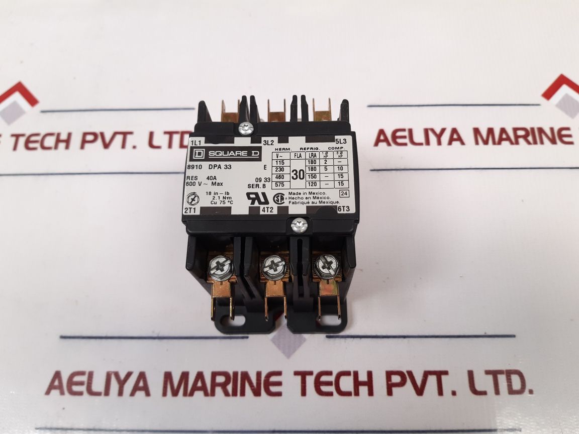 Square D 8910DPA33 Ser.B 3-Pole Contactor 24V 50/60Hz