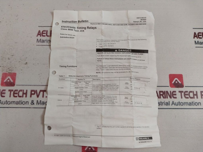 Square D 9050 Jck42v20 Electrical Timing Relay 0.3-30 Sec