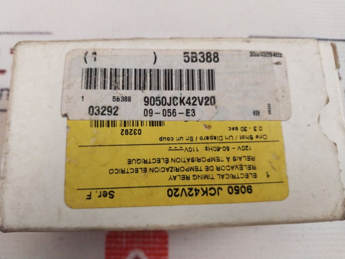 Square D 9050 Jck42v20 Electrical Timing Relay 0.3-30 Sec
