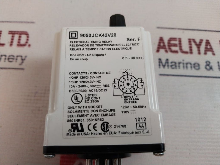 Square D 9050 Jck42v20 Electrical Timing Relay 0.3-30 Sec