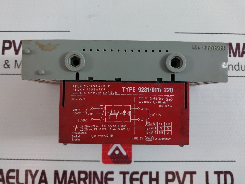 Stahl Elektronik 9231/0111 220 Repeater Relay 8929/20-121 220V