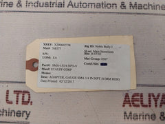 Stauff Sma-151/4 Npt-v Adapter Gauge Sma 1/4 In Npt 54 Mm Heig 2586514