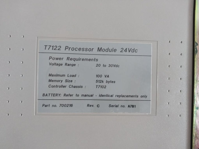 T7122 Processor Module 24Vdc