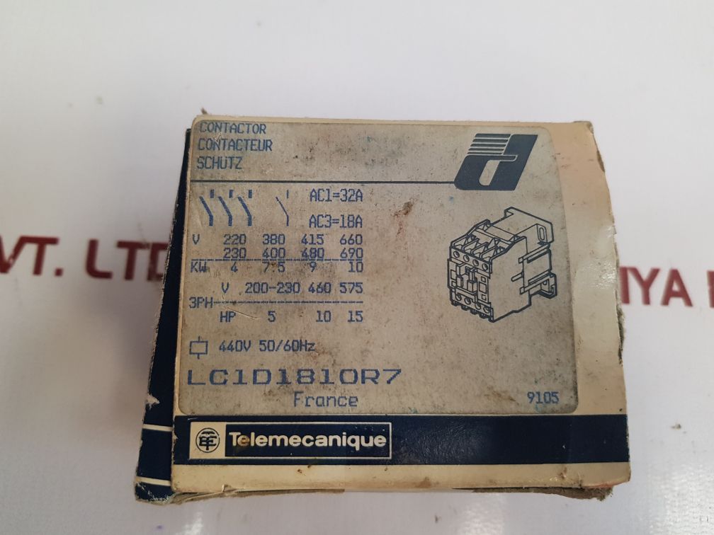 Telemecanique Lc1d1810r7contactor 440v 50/60hz