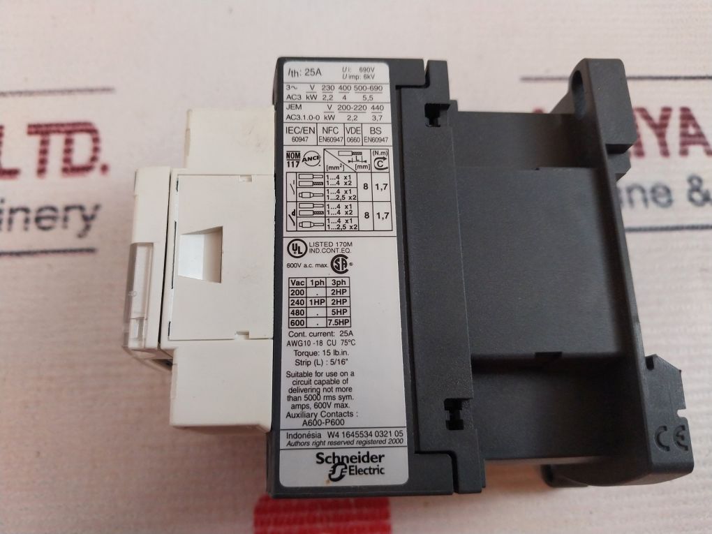 Schneider Electric Telemecanique Lc1D09B7 Contactor 690V 6Kv