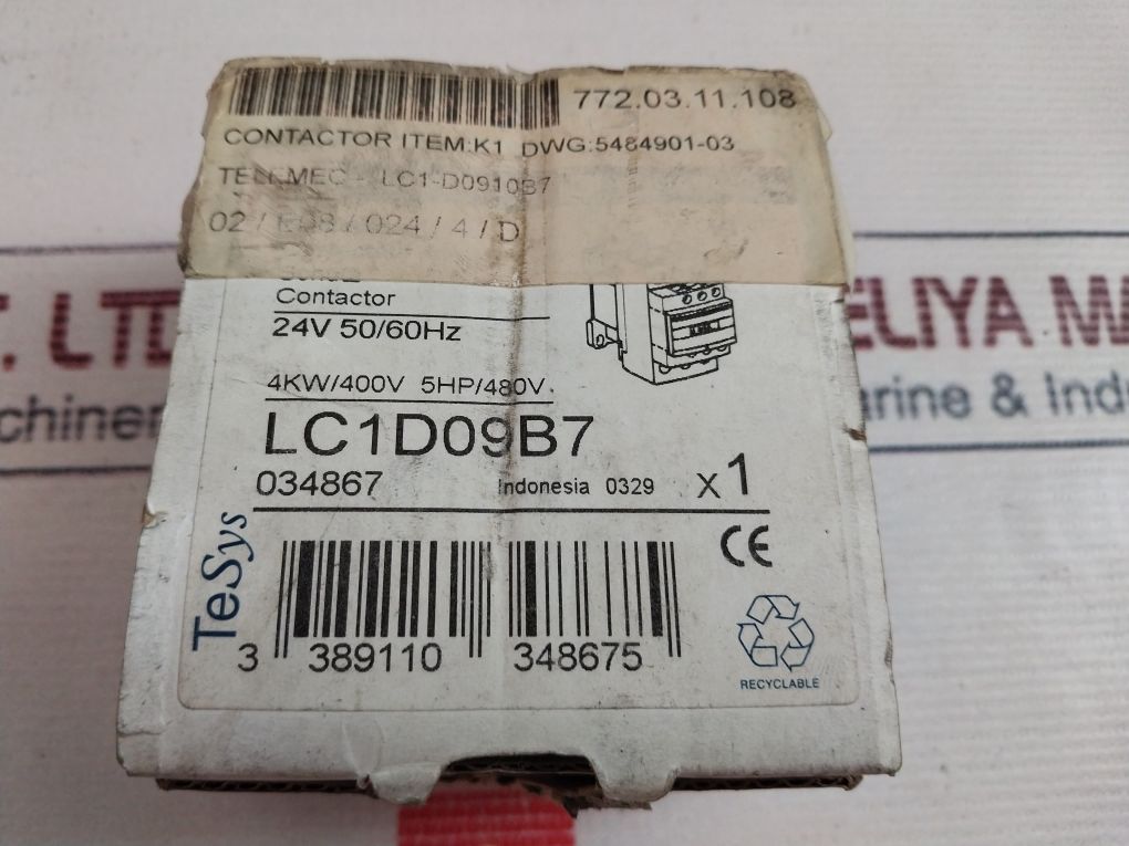 Schneider Electric Telemecanique Lc1D09B7 Contactor 690V 6Kv