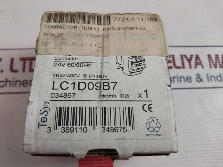Schneider Electric Telemecanique Lc1D09B7 Contactor 690V 6Kv