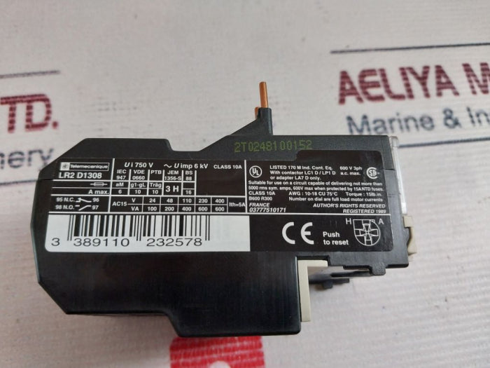 Telemecanique Lr2 D1308 Overload Relay