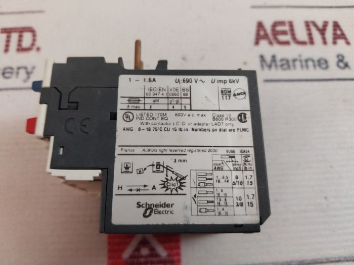 Telemecanique Lrd 06 Thermal Overload Relay 690V~ 6Kv