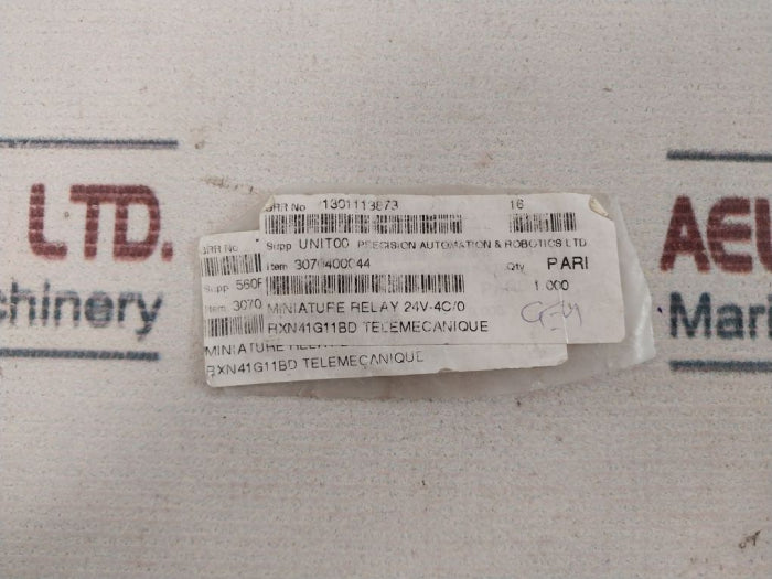 Telemecanique/Schneider Electric Rxn 41G11Bd Miniature Relay 24V Dc 3070400044