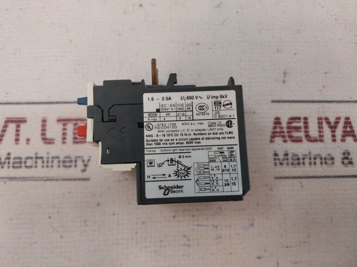 Telemecanique/Schneider Electric LRD 07 Overload Relay B600 R300, 1.6-2.5a 690v