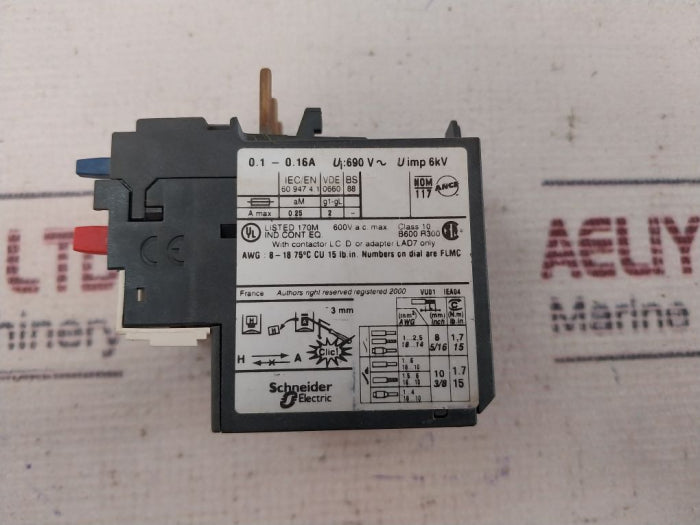 Schneider Electric Telemecanique Tesys Lrd 01 Overload Relay 0.1-0.16a 690v~