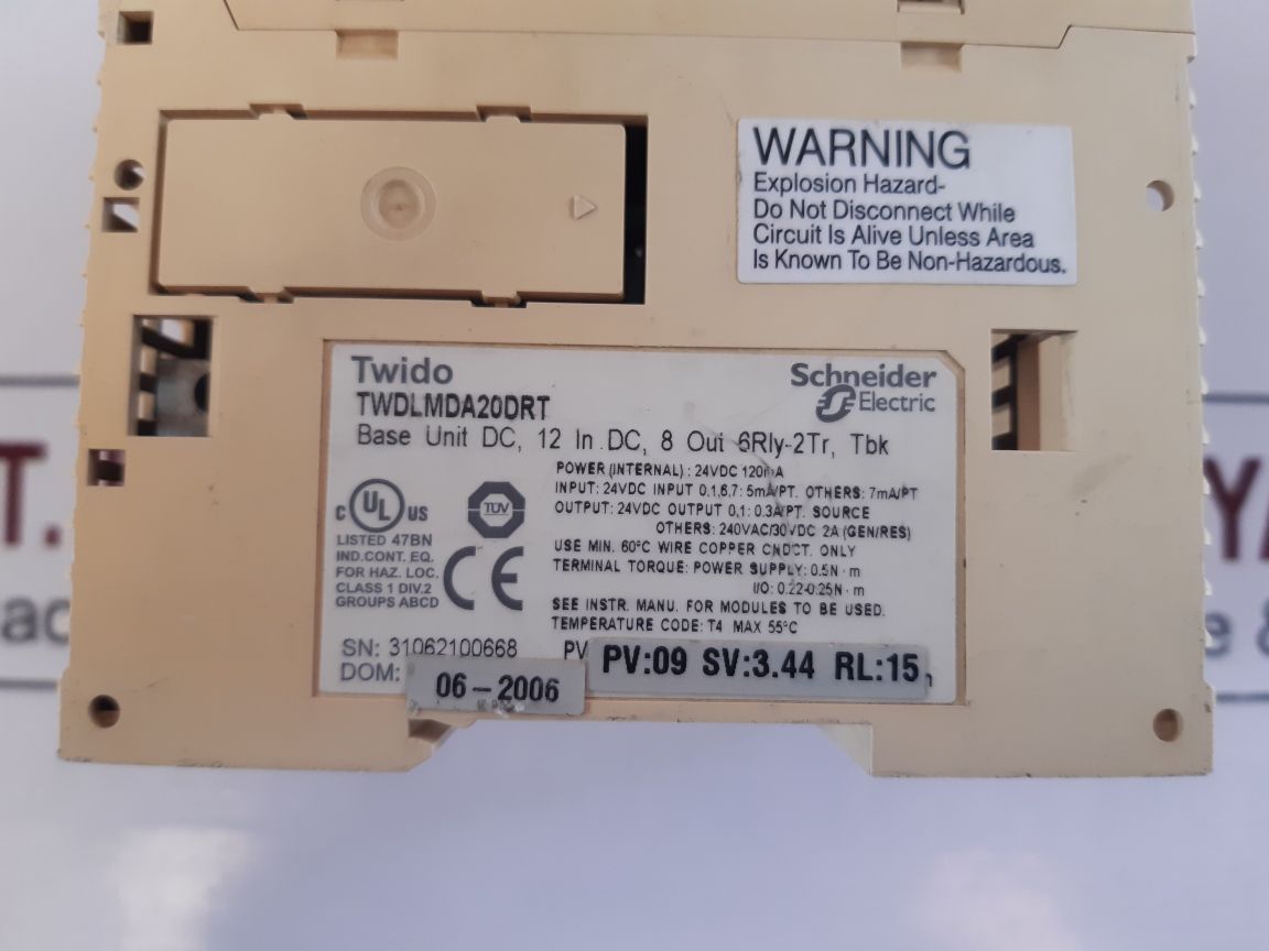 Telemecanique Twido Twdlmda20Drt Plc Processor Module
