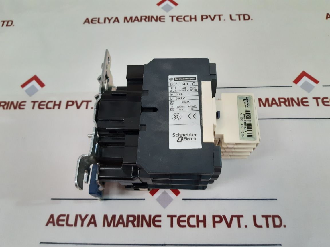 Telemecanique/Schneider Lc1 D40 Contactor With Ladn31 Contact Block - Aeliya Marine Tech
