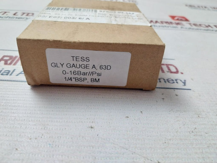 Tess 0-16 Bar Pressure Gauge 0-240 Psi