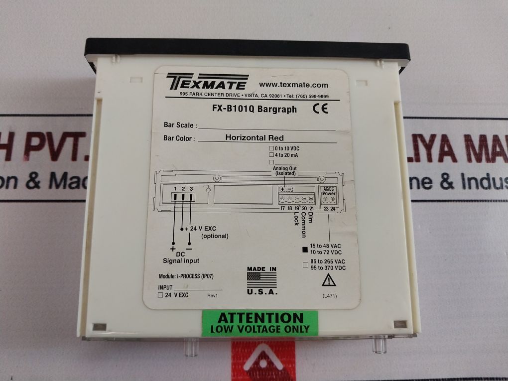 Texmate Fx-b101Q Bargraph Diverter Manifold Pressure Rev.1