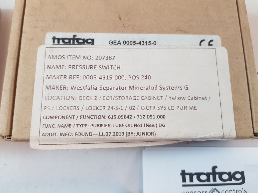 Trafag Picostat 9B4.3377 Pressure Switch 250V Ac 6(1)A