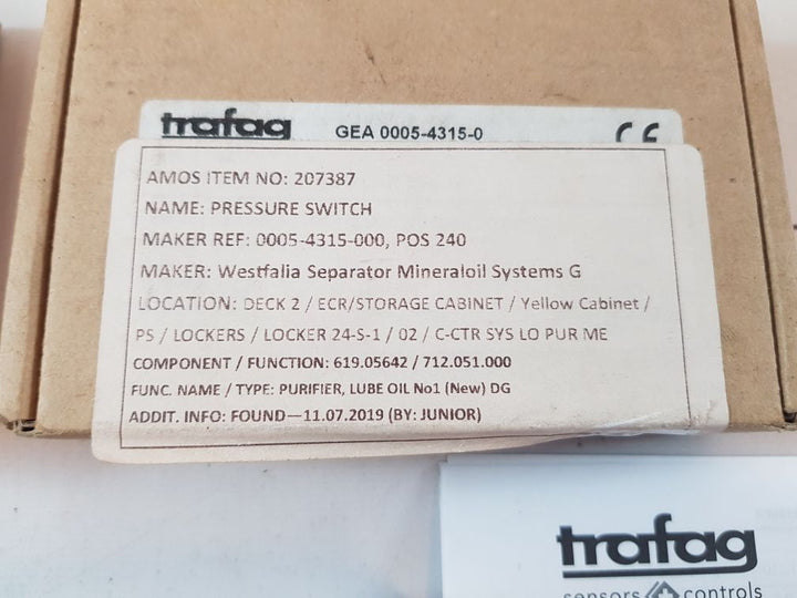Trafag Picostat 9B4.3377 Pressure Switch 250V Ac 6(1)A