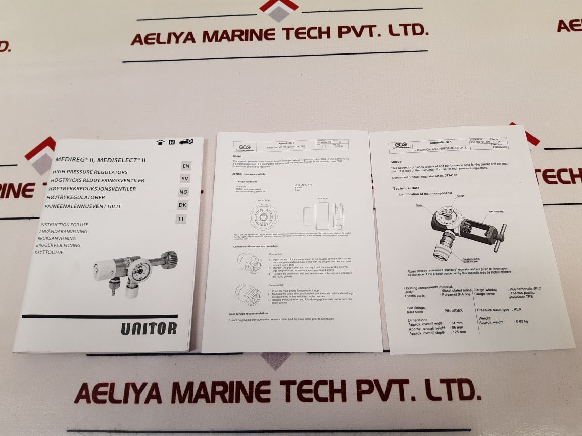 Unitor 0724108 Medireg Ii Gas Control Regulator - Aeliya Marine Tech