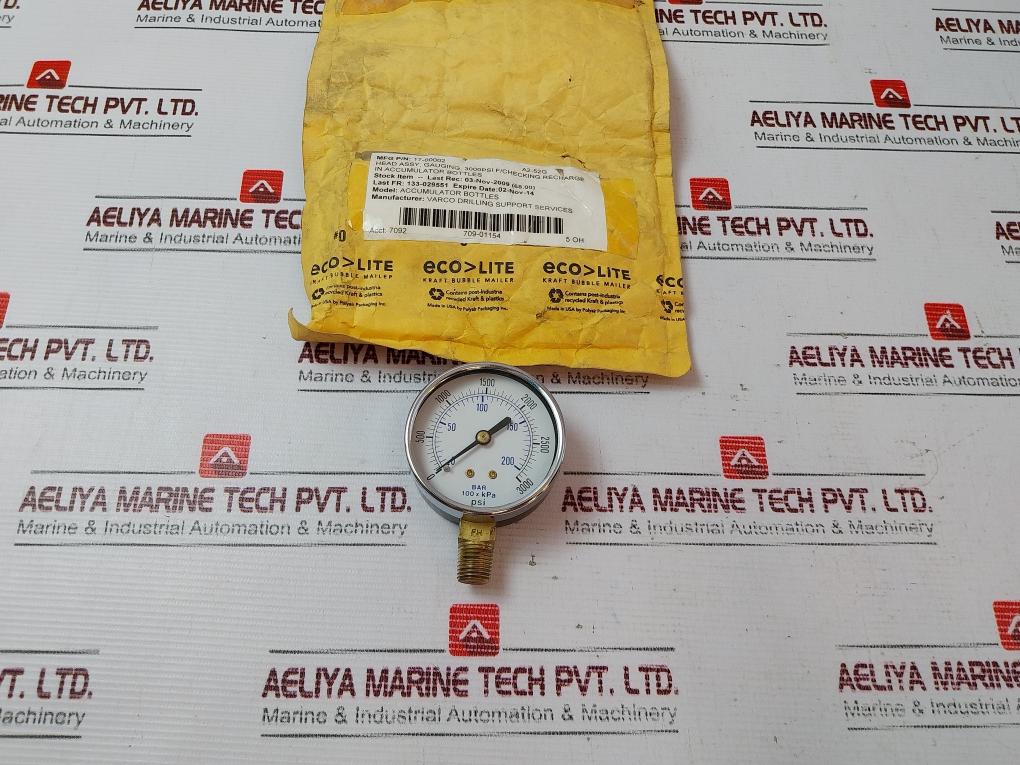 Varco 0-3000 Psi Pressure Gauge Ansi-b40.1