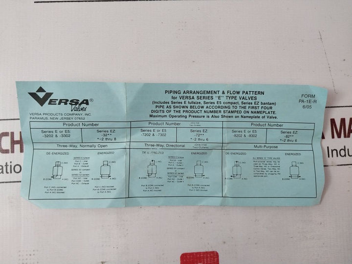 Versa E5Sm-3201-34-l14-pc-st-xx-d024 Solenoid Valve