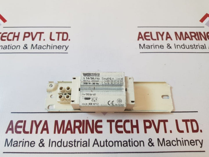 Lot of 2X Vossloh schwabe l18/20.722 Ballast VDE 0712 TIS 23-2521 230V- 50HZ