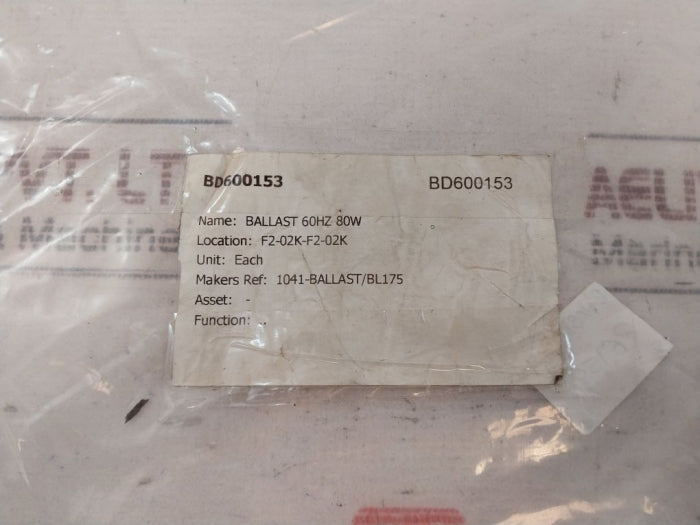 Vossloh Schwabe L80.667 Ballast 80W 220V~ 60Hz