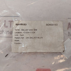 Vossloh Schwabe L80.667 Ballast 80W 220V~ 60Hz
