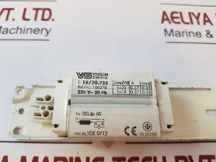 Lot Of 3X Vossloh schwabe l 18/20.722 ballast 166376 230V- 50 HZ TIS 23-2521