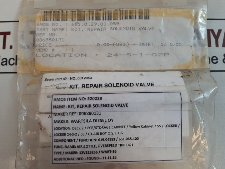 Set Of 4X Wartsila 006880131 Solenoid Valve Repair Kit