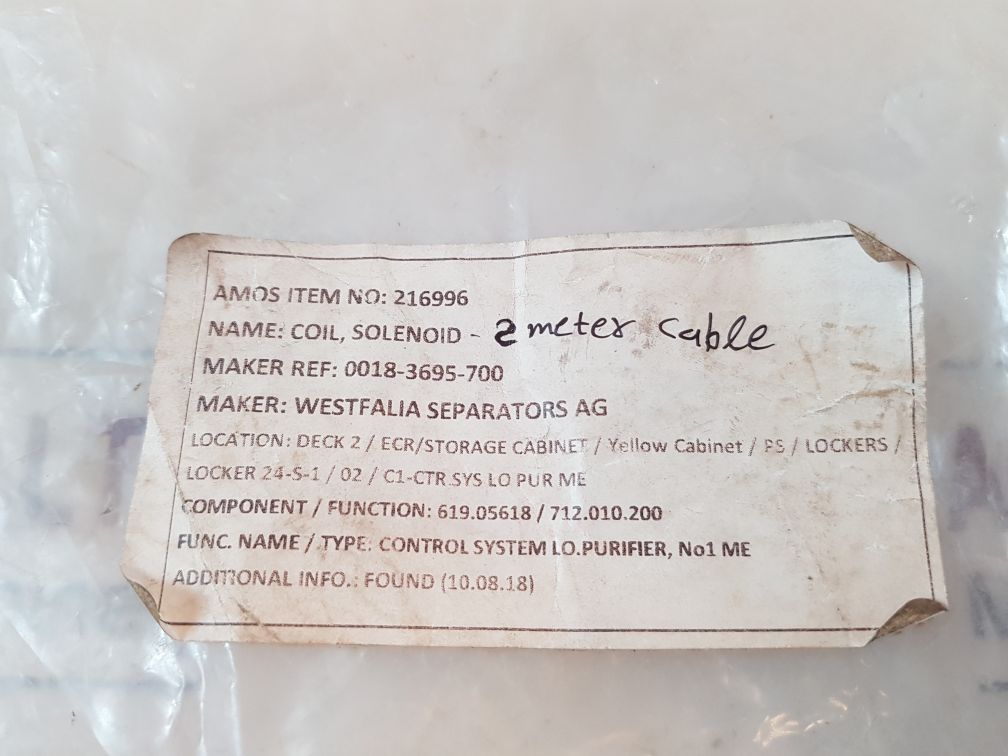 Westfalia separators 0018-3695-700 cable head for diesel oil purifier