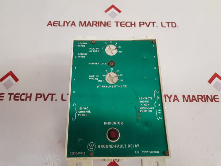 Westinghouse 255p156h06c ground fault relay 120 vac-125 amps