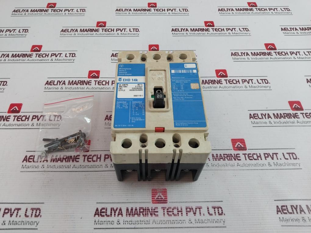 Westinghouse Ehd3020L 3 Pole Industrial Circuit Breaker 20Amps