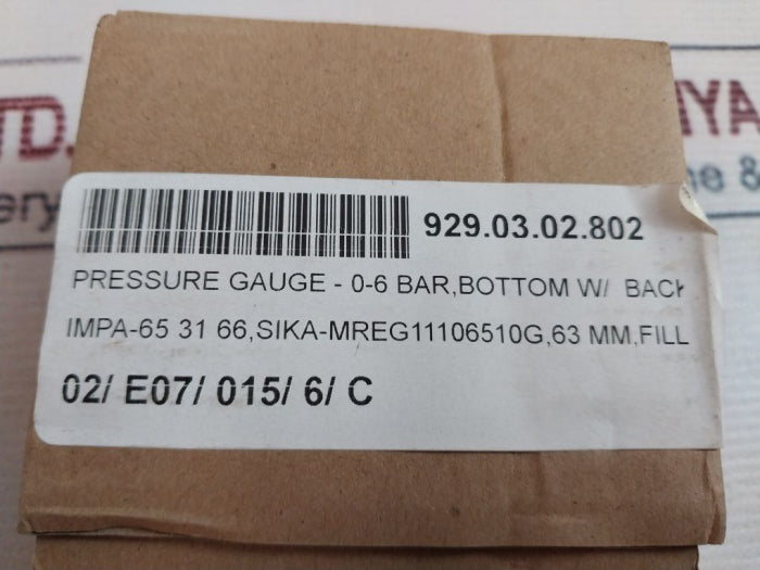 Wika 212.53.063 0-6 Bar Pressure Gauge 0-85 Psi 6 Bar/Psi G1/4B En 837-1
