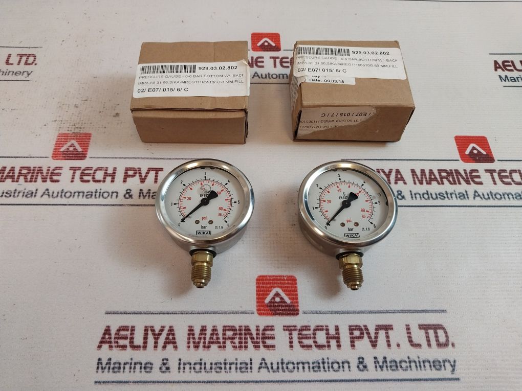 Wika 212.53.063 0-6 Bar Pressure Gauge 0-85 Psi 6 Bar/Psi G1/4B En 837-1