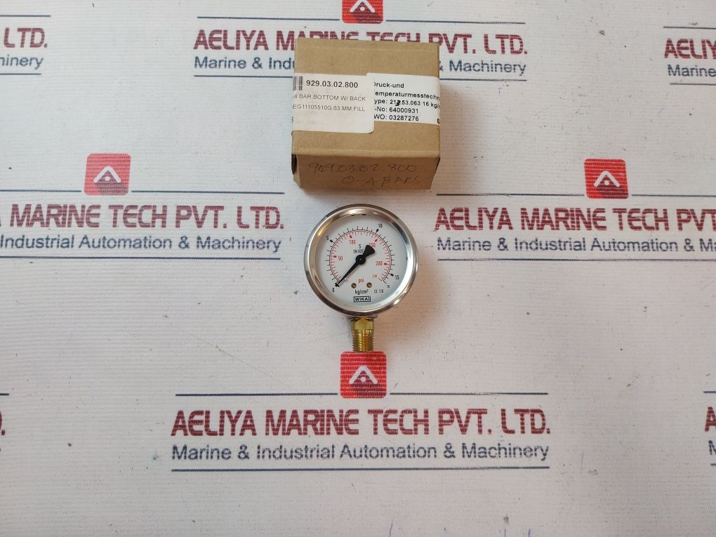 Wika 213.53.063 Pressure Gauge 16 Kg/Cm2/Psi 1/4 Npt