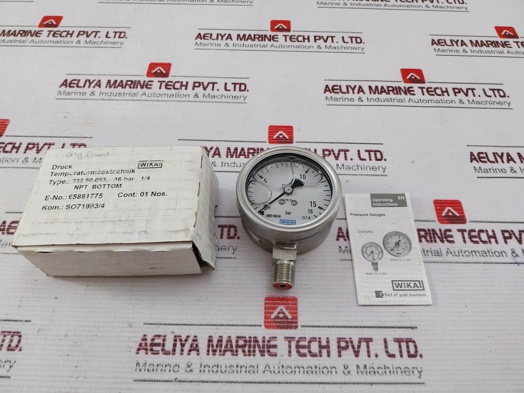 Wika 316 Ss Pressure Gauge 0-16 Bar