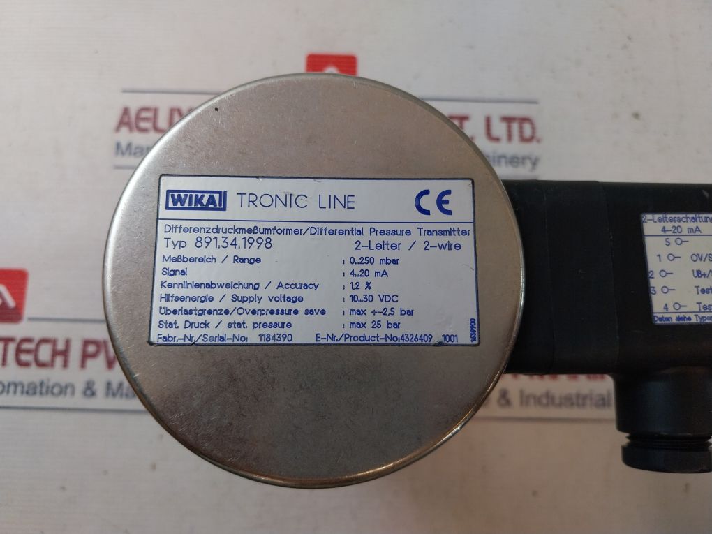 Wika 891.34.1998 Differential Pressure Transmitter 0...250 Mbar