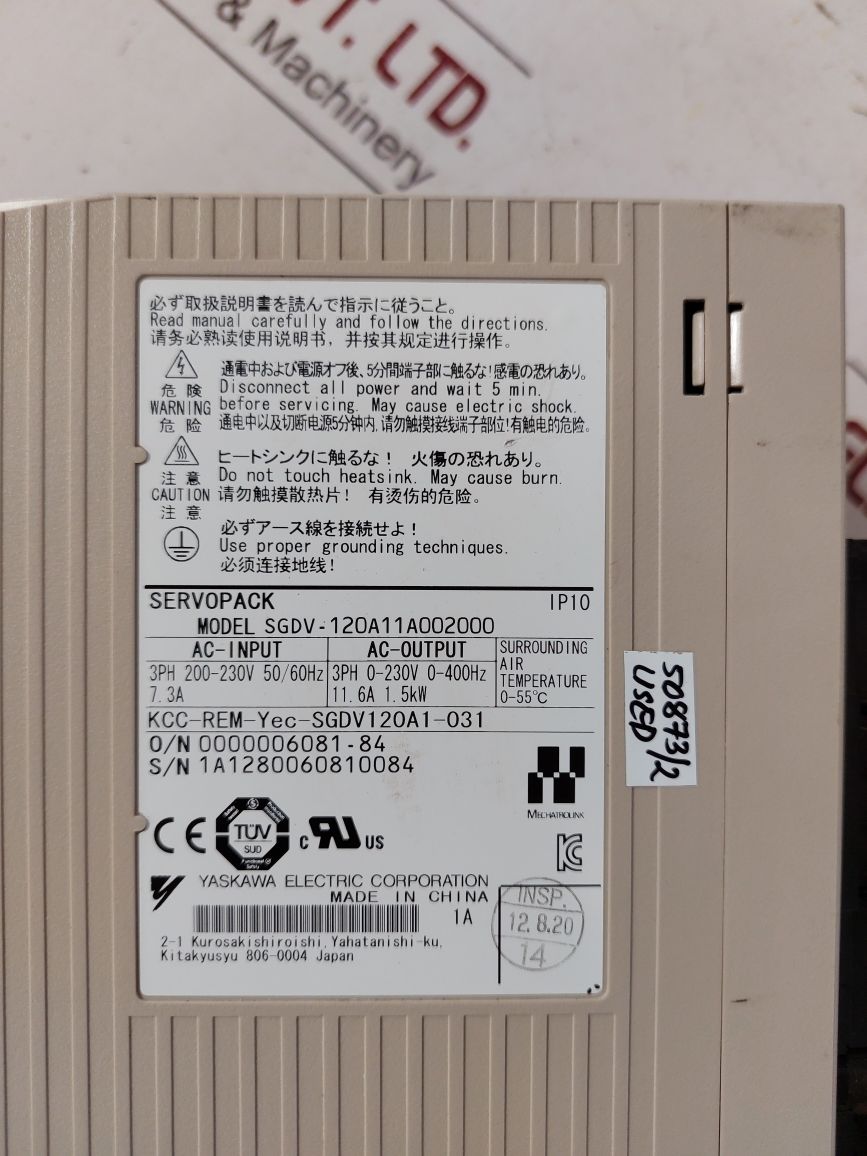 Yaskawa Sgdv-120A11A002000 Servopack Servo Driver
